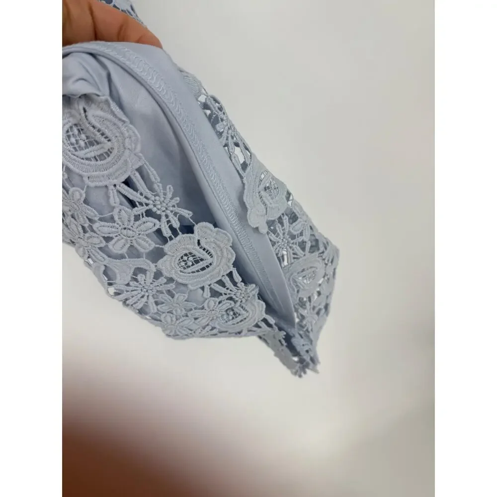 Lulus Love Poem Lace Mini Dress in Light Blue Size MEDIUM M 35" Long, 2770 - Picture 3 of 7